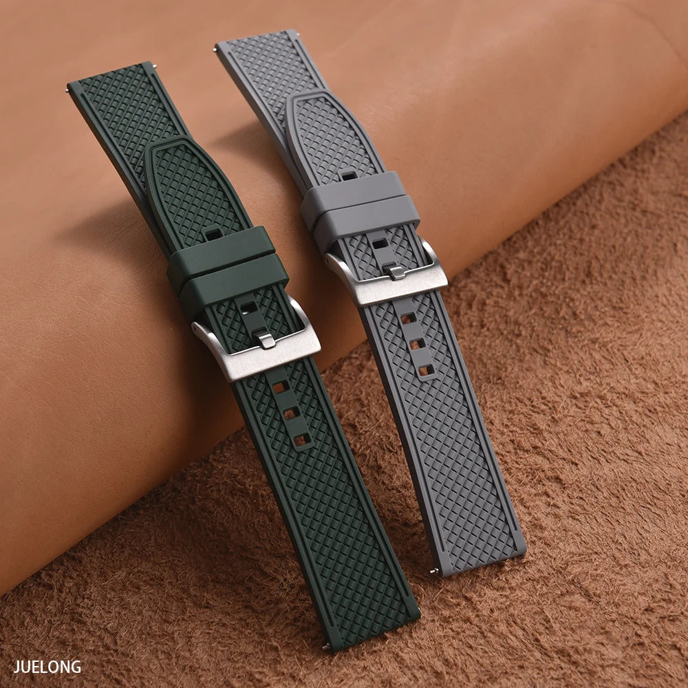 2025 NewFKM Bracelet de montre en caoutchouc 18 mm/20 mm/22 mm/24 mm |   Sangle de plongée à dégagement rapide, étanche, Anti-allergie, pour Seiko/Citizen/Garmin