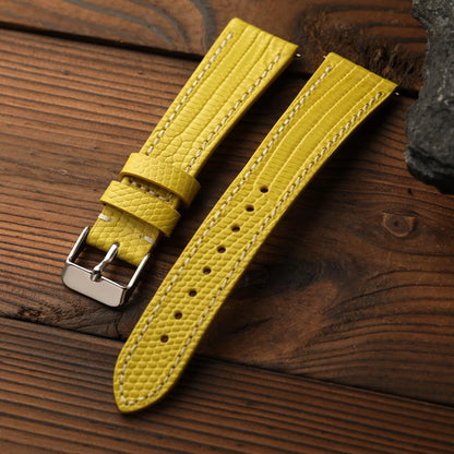 Lizard Grain Cowhide Leather Watch Strap, 18 19 20 22MM Premium Soft Leather Watch Band, Retro Blue-Green-Yellow Quick Release Strap for Men