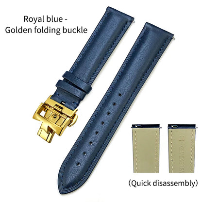 Bracelet de montre en cuir véritable à dégagement rapide 19mm 20mm 21mm 22mm pour Vacheron Constantin Patrimony VC, bracelet noir avec boucle pliable
