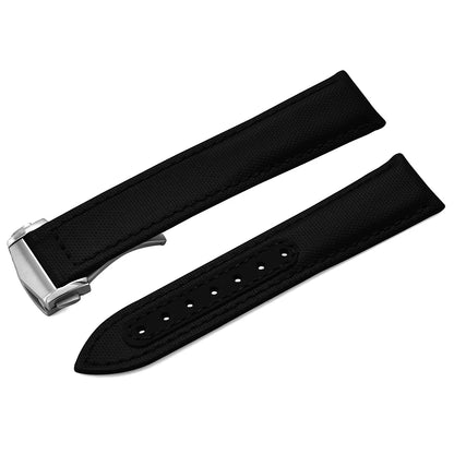 Bracelet de montre en Nylon en tissu voile, 20mm 22mm, en cuir, pour Omega Seamaster Swatch, boucle pliante, Bracelet universel