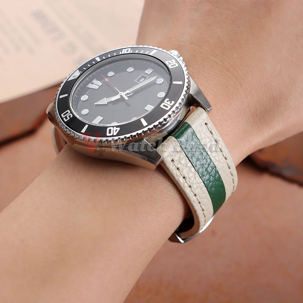 Cinturino colorato in vera pelle di vitello 22mm 20mm per orologio Seiko, cinturino per orologio Omega Business con fibbia a farfalla