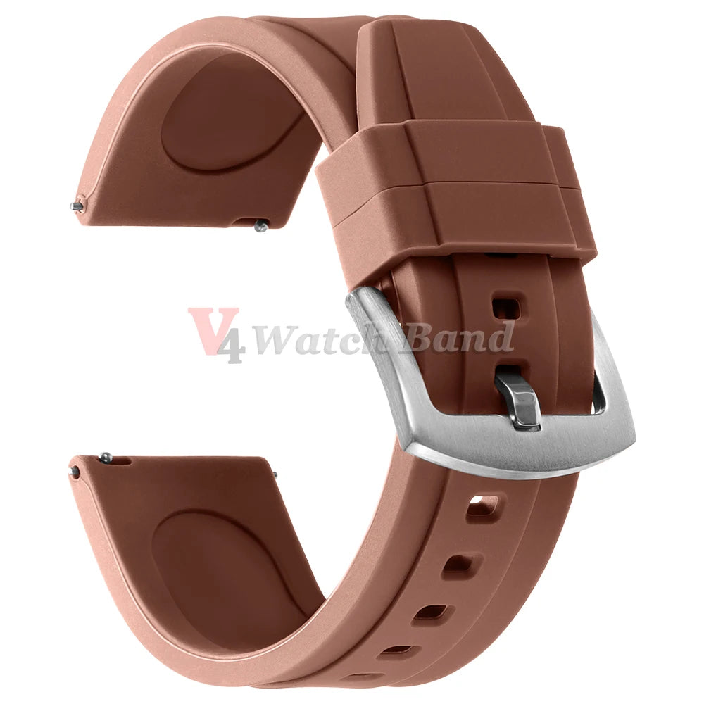 Bracelet de montre sport en silicone souple noir, marron, orange, bleu – Bracelets de 20 mm et 22 mm à libération rapide en caoutchouc de silicone