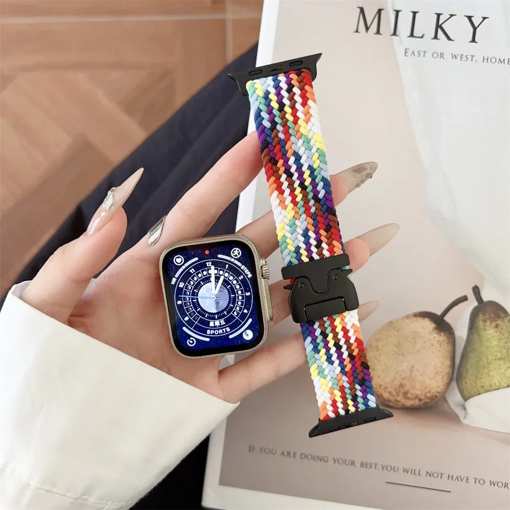 Nylon Solo Loop Bracelet for Apple Watch 46mm 44mm 45mm 42mm 40mm 38mm 41mm Ultra2 49mm iWatch Series 10 9 SE 8 7 6 5 4