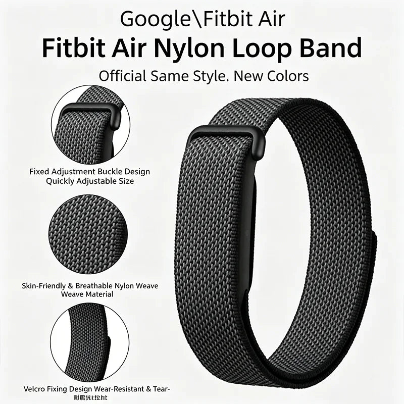 Sport Nylon Watch Strap for Google Fitbit Air, Adjustable Metal Sliding Buckle, Breathable Replacement Band