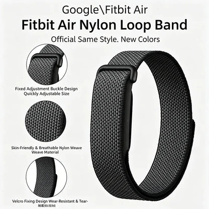 Sport Nylon Watch Strap for Google Fitbit Air, Adjustable Metal Sliding Buckle, Breathable Replacement Band