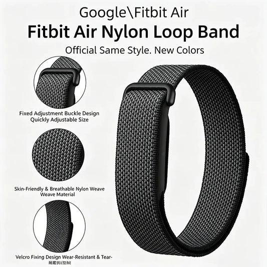 Google Fitbit Air 尼龙运动表带，可调节金属滑扣，透气替换表带