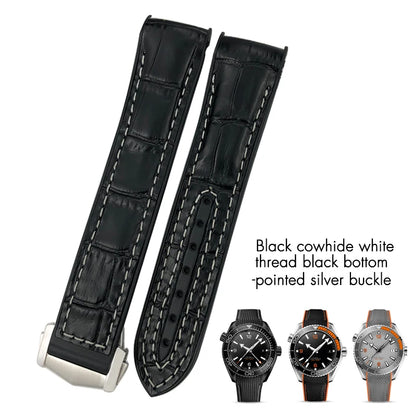 Bracelet de montre en caoutchouc et Nylon, 19mm 20mm 21mm 22mm, adapté à Omega Seamaster Diver 300 Planet Ocean 600M Seiko Orange