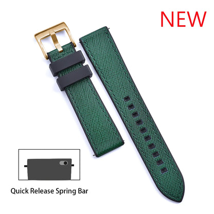 Bracelet de montre FKM, nouveau Design, 20mm 22mm, libération rapide, hybride, caoutchouc fluoré, cuir, FPM, doux et Durable, unisexe