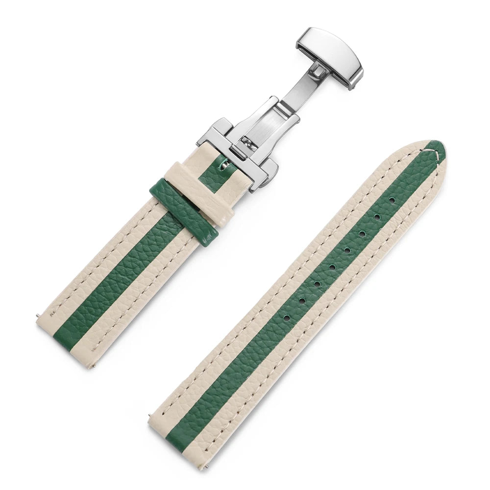 Cinturino colorato in vera pelle di vitello 22mm 20mm per orologio Seiko, cinturino per orologio Omega Business con fibbia a farfalla