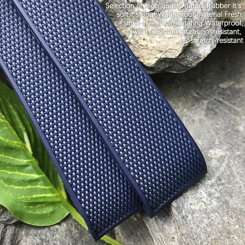 Bracelet de montre en caoutchouc et Silicone, 19mm 20mm 21mm, noir et bleu, pour montre Longines Master Conquest HydroConquest série L3
