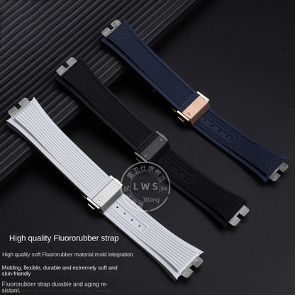 Cinturino per orologio Hublot Big Bang da uomo, cinturino in gomma fluorurata, giunto in acciaio inossidabile, a sgancio rapido, 411, 411, 421