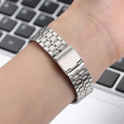 Unisex stainless steel watch band, 18mm, for CASIO F91W F105 F108 A158 A159 A168 AE1200 1300, Ultra-thin