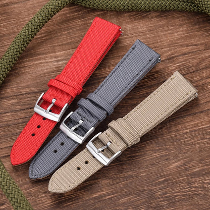 Leather and Nylon Watch Strap for Men and Women, 18mm 20mm 22mm, Quick Release, Universal, Suitable for Traditional Smartwatches
