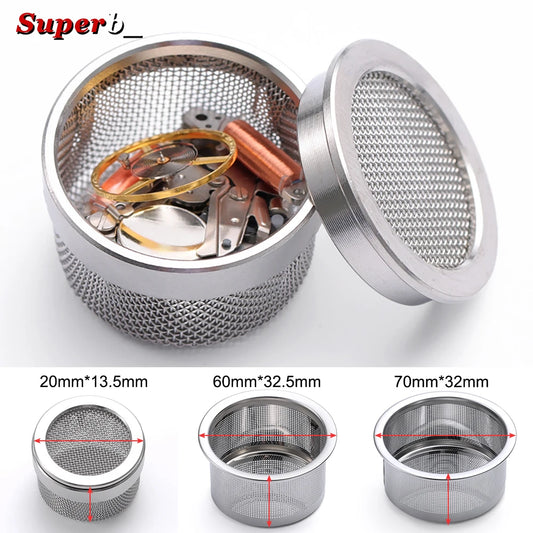 Panier de nettoyage en maille en acier inoxydable 304 pour pièces de montre, paniers de nettoyage ultrasonique pour accessoires d'outils de réparation de montres