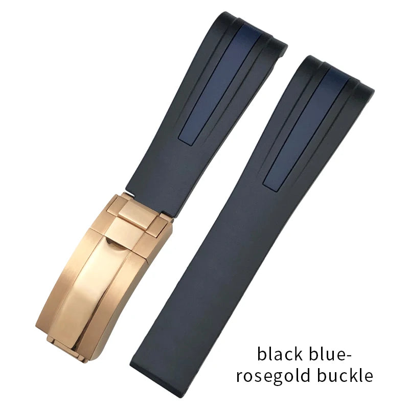 Uhrenarmband aus Kautschuk und Silikon, gebogenes Ende, 18mm 19mm 20mm 21mm 22mm, für Submariner DayRequiRolex Gstuff IWC Pilot, Uhrenarmband-Zubehör