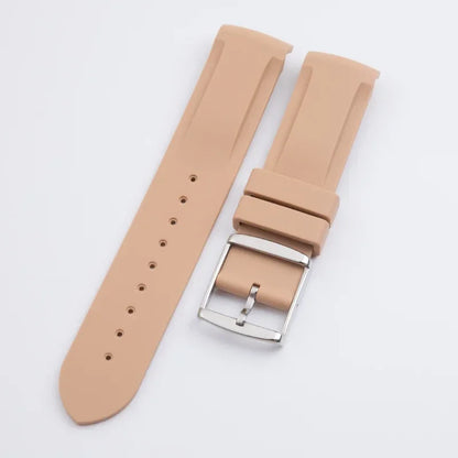 Nuovo cinturino in gomma morbida da 20 mm con estremità ricurve per Omega Strap Joint Moonswatch Constellation, bracciale sportivo impermeabile con fibbia ad ardiglione