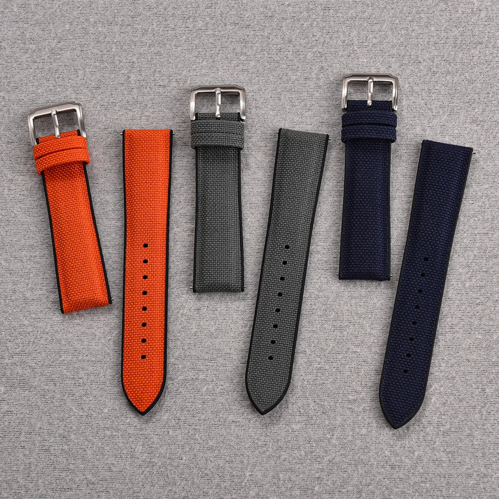 Bracelet en caoutchouc pour tissu voile, nouveau Design, bracelets de montre étanches à dégagement rapide, 18mm 19mm 20mm 21mm 22mm, bracelet en toile et Nylon