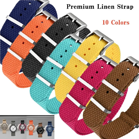 Cinturino NATO in lino di alta qualità, 20mm 22mm, per OMEGA SEIKO, cinturino per orologio sportivo in nylon intrecciato, cinturino di ricambio morbido per uomo e donna