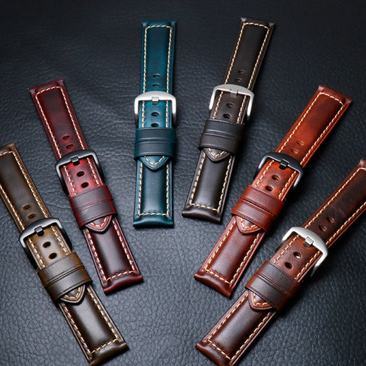 Cinturino per orologio in pelle a sgancio rapido da 20mm 22mm, in vera pelle Crazy Horse oliata e cerata, stile vintage, vendita calda, cinturino di ricambio retrò per abbigliamento da lavoro