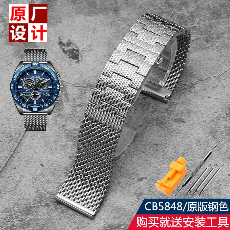 Per Citizen Sky Eagle Blue Angel AT8020 seconda e terza generazione CB5848 JY8078 cinturino in metallo bracciale 20mm 22mm
