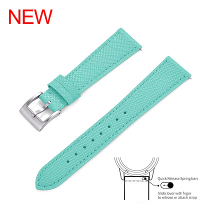 Bracelet de montre Durable en cuir cousu Vintage classique à dégagement rapide 18mm 19mm 20mm 21mm 22mm 23mm 24mm bracelet de montre en cuir Saffiano