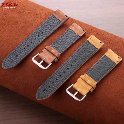 Vintage Suede and Cowhide Watch Strap, 18mm 19mm 20mm 22mm, Quick Release Watch Band for Men and Women, Universal Strap