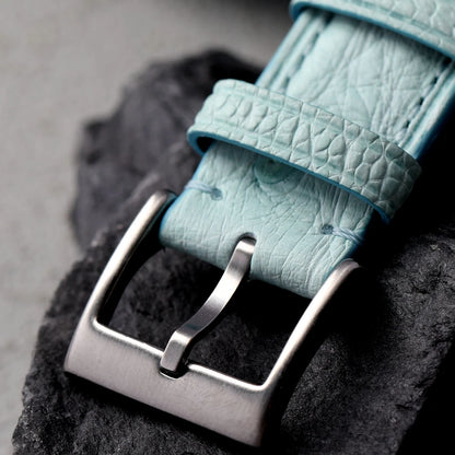 Premium Ostrich Leather Strap, Quick Release 18 19 20 22MM, Soft Retro Ice Blue Bracelet, Suitable for Antique Watch Bracelet