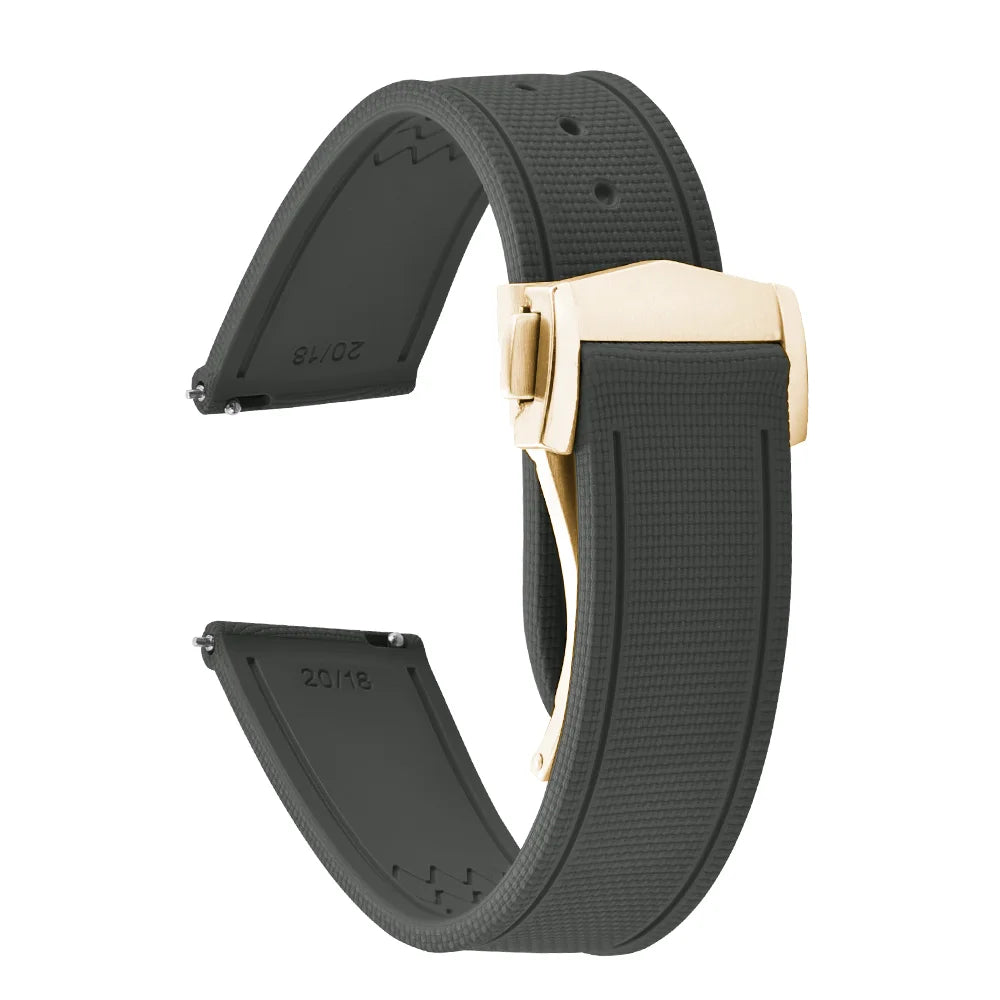 Premium Quality FKM Soft Rubber Watch Strap 20mm 21mm 22mm Sailcloth Texture Sport Band Quick Release Universal Watchband for DLug