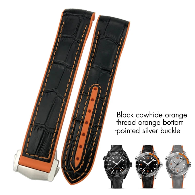 Bracelet de montre en caoutchouc et Nylon, 19mm 20mm 21mm 22mm, adapté à Omega Seamaster Diver 300 Planet Ocean 600M Seiko Orange