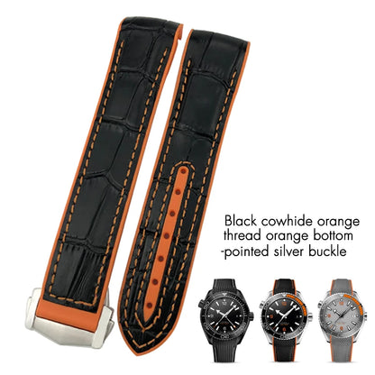 Bracelet de montre en caoutchouc et Nylon, 19mm 20mm 21mm 22mm, adapté à Omega Seamaster Diver 300 Planet Ocean 600M Seiko Orange