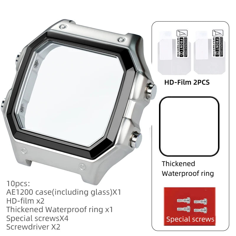 Stainless Steel Watch Case and Strap Modification Kit for Casio Royale Mod AE-1200 (3299) AE-1200WH AE-1300 WS-1600H (3556) WS-1600H