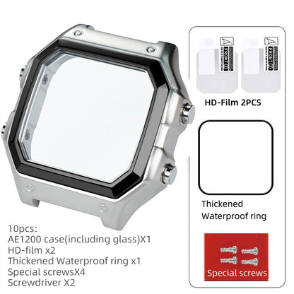 Stainless Steel Watch Case and Strap Modification Kit for Casio Royale Mod AE-1200 (3299) AE-1200WH AE-1300 WS-1600H (3556) WS-1600H