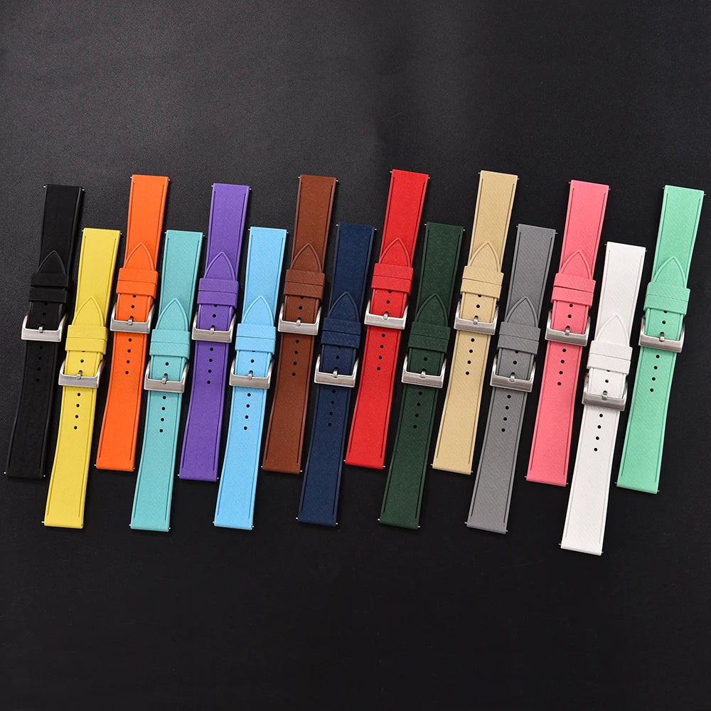 FKM Mosaic Rubber Watch Strap, 20mm 22mm, Quick Release, for Sport Diver, for Rolex Seiko Omega Cartier, Universal Belt