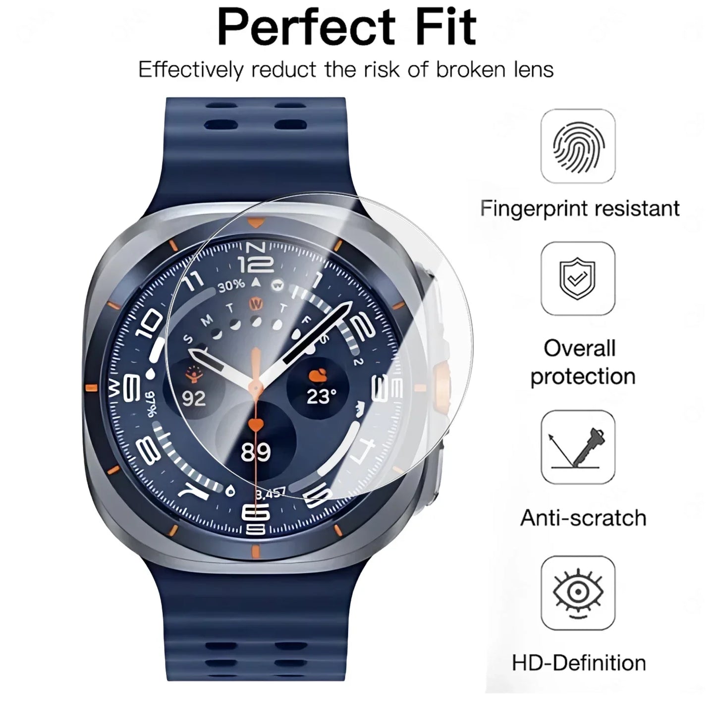 Tempered Glass Screen Protector for Samsung Galaxy Watch 8 40mm 44mm, Classic Protective Film, Auto-Alignment Installation Kit