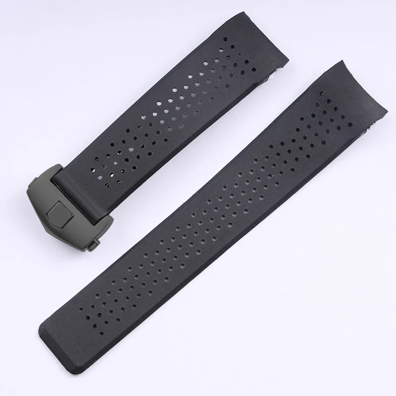 Bracelet de montre noir bleu pour TAG HEUER CARRERA AQUARACER, bracelet en Silicone souple, 22mm 24mm, bracelet de montre en caoutchouc pour hommes