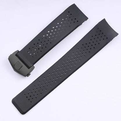 Bracelet de montre noir bleu pour TAG HEUER CARRERA AQUARACER, bracelet en Silicone souple, 22mm 24mm, bracelet de montre en caoutchouc pour hommes