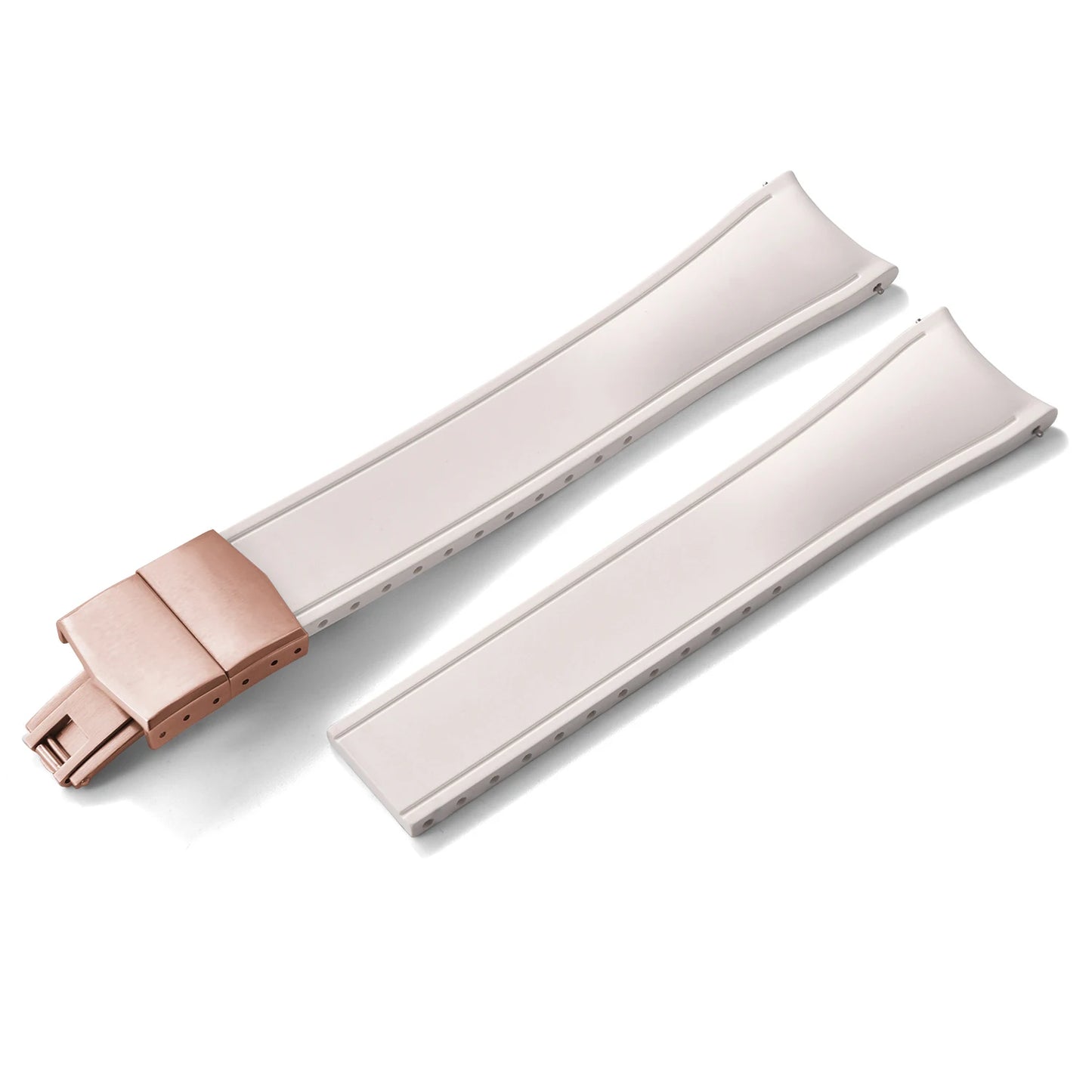 TONJETT for d-elug Curved FKM Rubber Watch Band 20mm 22mm Curved CTS Watch Strap Cut to Size Quick Release Butterfly Buckle