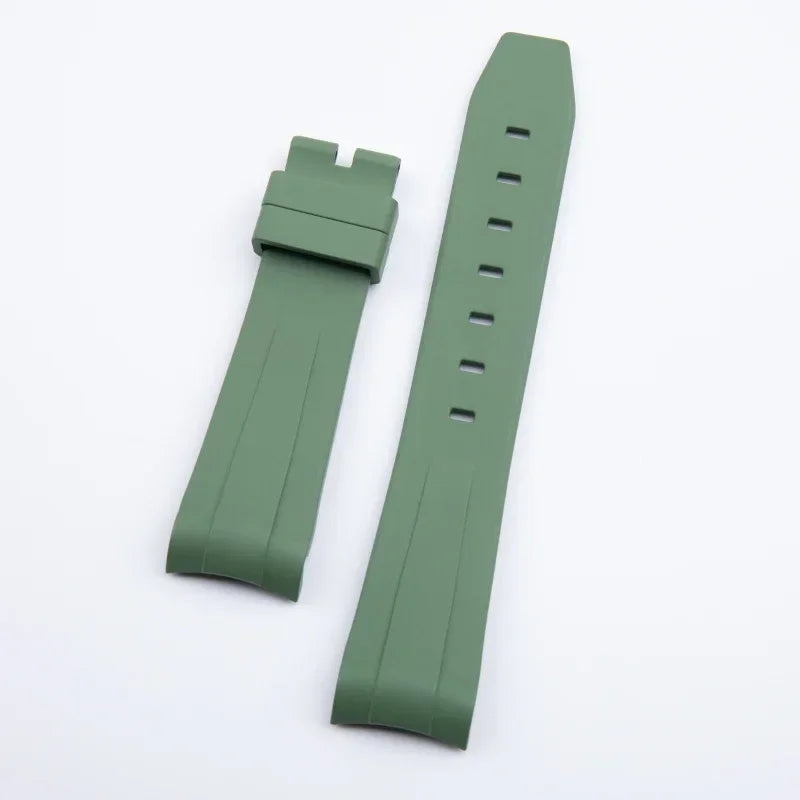 Cinturino per orologio in gomma fluorurata morbida, 21 mm, adatto per cinturino Rolex, nuovo cinturino Submariner Explorer 2, cinturino per orologio verde