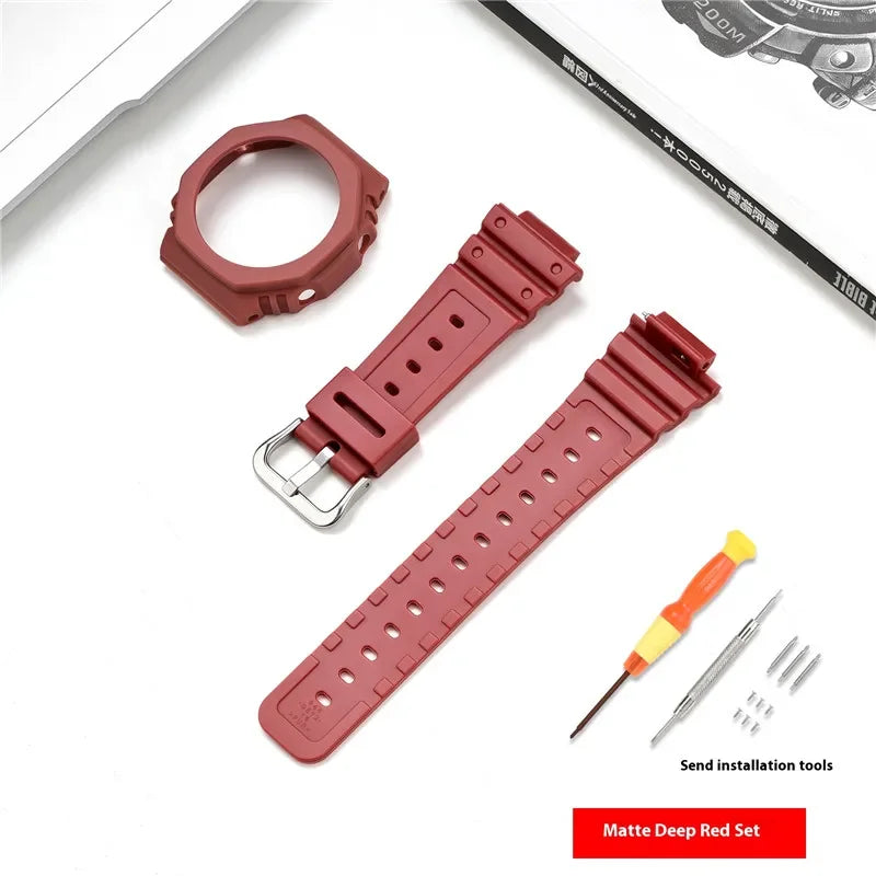 Bracelet de montre en résine pour Casio G-SHOCK GA-2100 GA-2110, Kit de modification de bracelet de montre en caoutchouc étanche pour hommes, avec outils