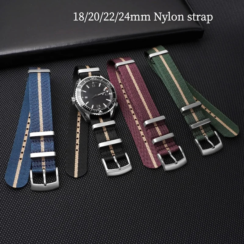 Pour Omega 007 couturier 300 8mm 20mm 22mm 24mm Bracelet de montre en Nylon Bracelet de montre en toile militaire Bracelet de Sport bracelet de montre otan