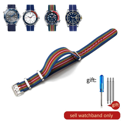 Retro Parachute Nylon Watch Strap for Rolex Tudor Biwan Omega Heuer IWC Men High-Density Knit 18 20 22mm Replacement Accessories