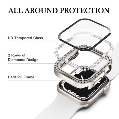 Coque en verre et diamant pour Apple Watch, 46mm 40mm 44mm 41mm 42mm 45mm, protection antichoc brillante, iWatch série 11 10 9 SE 7 8