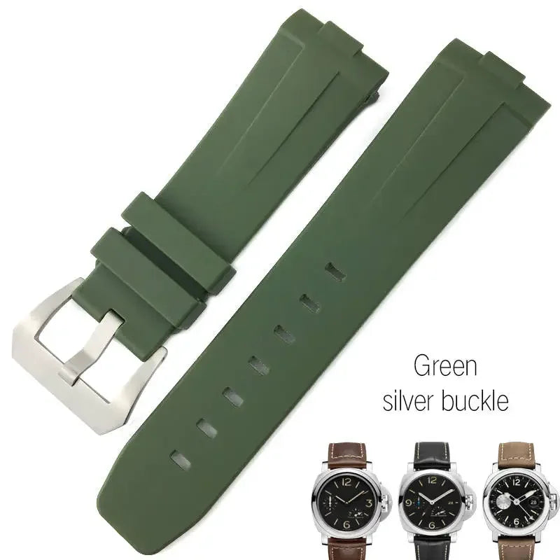 Bracelet de montre en caoutchouc naturel à extrémités courbes, 24mm, pour Panerai LUMINOR PAM00357 00111 01312, bracelet de montre en Silicone, outils gratuits