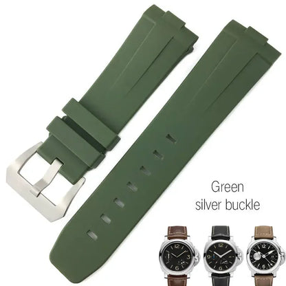 Bracelet de montre en caoutchouc naturel à extrémités courbes, 24mm, pour Panerai LUMINOR PAM00357 00111 01312, bracelet de montre en Silicone, outils gratuits