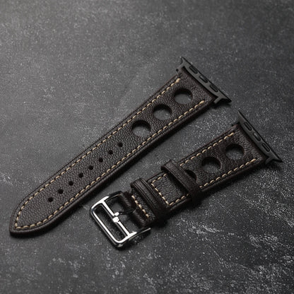 Handmade Breathable Leather Strap for Apple Watch S10 Ultra 2, Brown, Black, Goatskin, 46mm, 45mm, 49mm