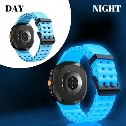 Cinturino per orologio sportivo luminoso in silicone Ocean per Samsung Galaxy Watch 8 9 40/44 mm 8 Classic 46 mm, cinturino di ricambio unisex