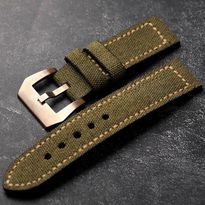 Bracelet de montre en toile bronze fait main pour homme, bracelet de style vintage, martelé, structuré, épais, noir, vert, 20mm, 22mm, 24mm, 26mm