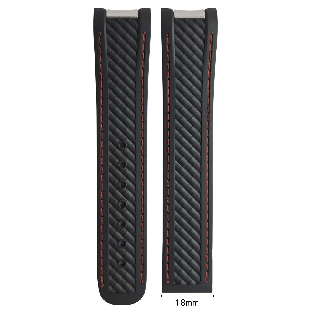 Natural rubber watch strap, 20mm, for Omega Seamaster Aqua Terra, 150M, 41mm, AT150, 220, 231, rose gold, curved end, sport, 19mm
