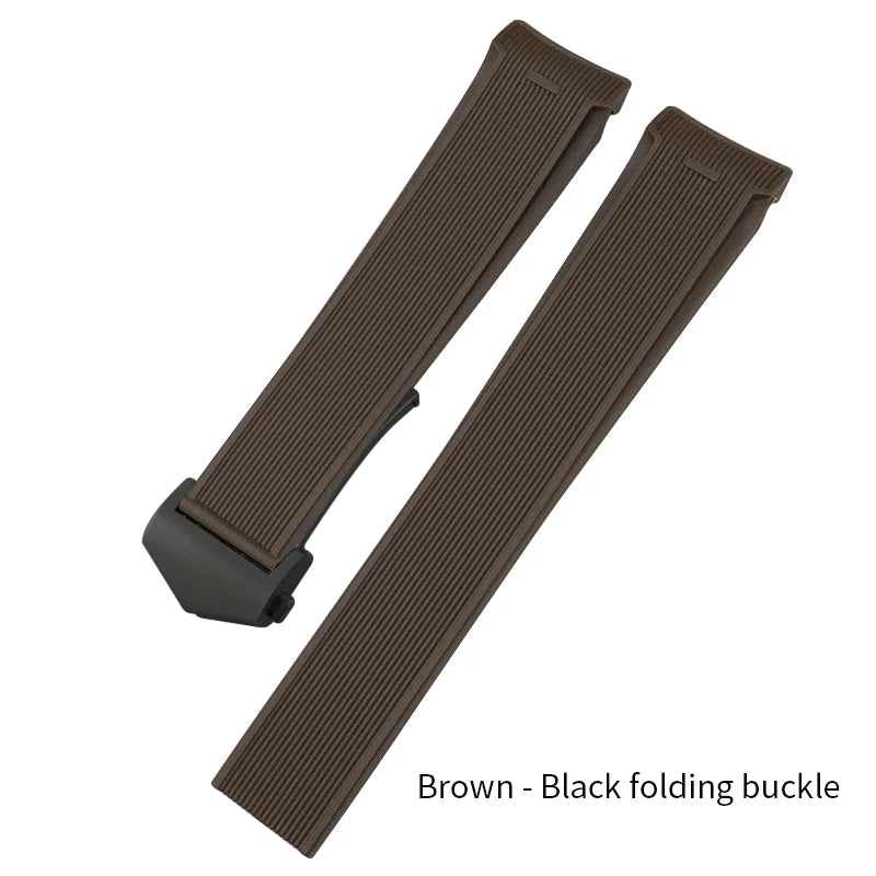 Natural rubber and silicone watch strap, 20mm 22mm, suitable for Tag Heuer CARRERA AQUARACER 300, Diving strap, black and brown