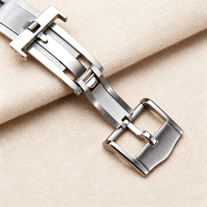 Fermoir papillon 316L, boucle pliante argentée de 16mm et 18mm, fermoir déployant en acier inoxydable pour Delugs Omega Seiko, accessoires de luxe